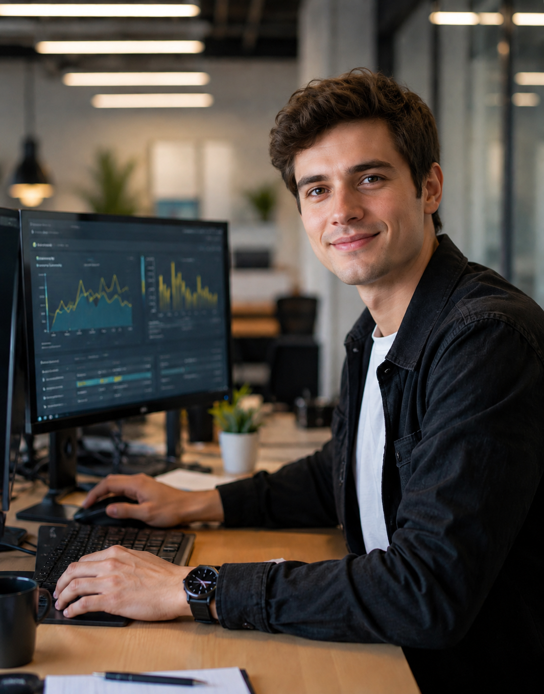Инженер работает с ИТ-инфраструктурой
